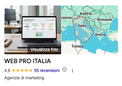 Web Pro Italia su Google: 4,8 stelle con 55 recensioni